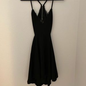 Black Cut out lace back skater dress